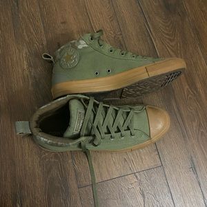 Mens army green high top converses